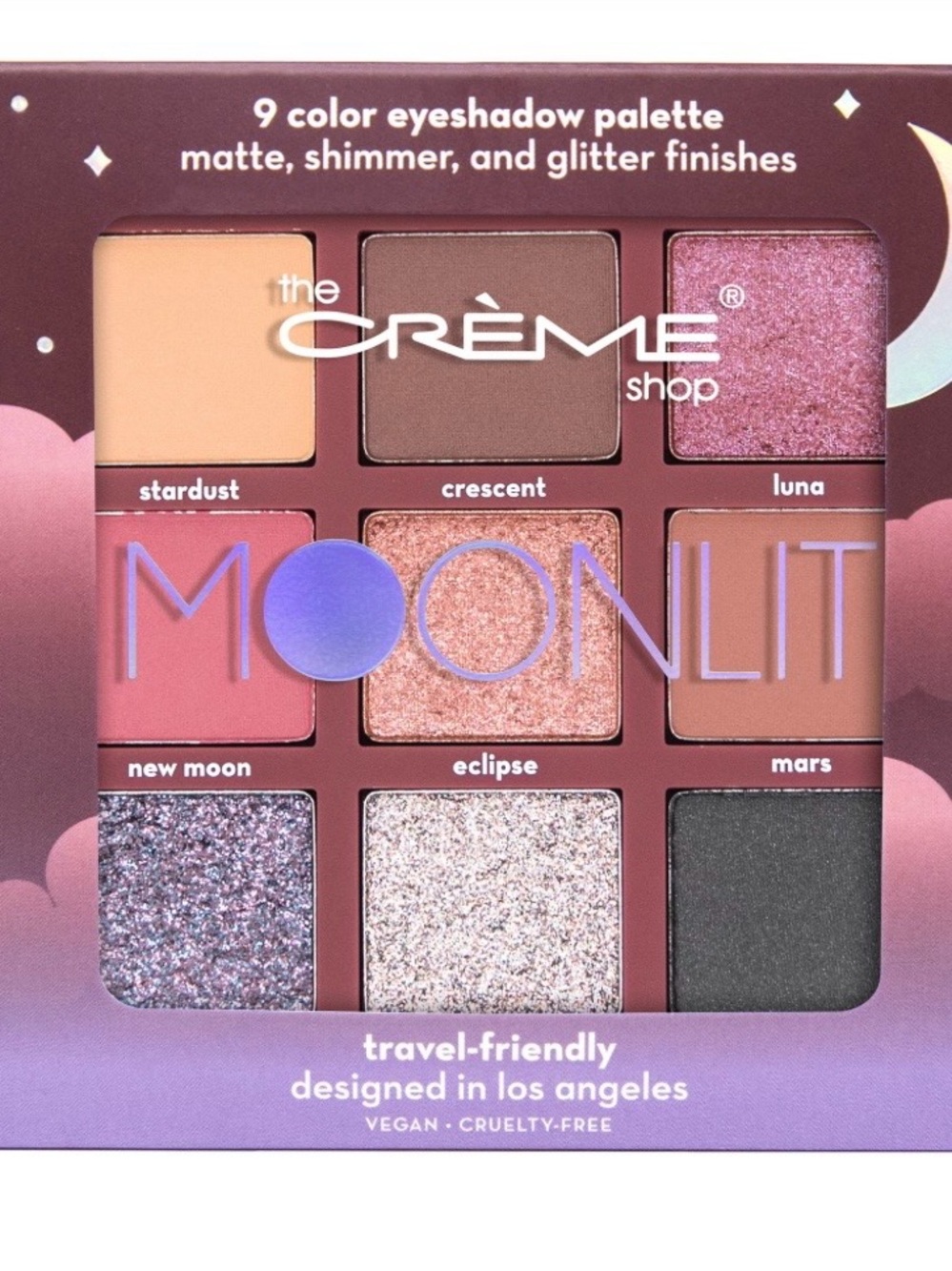 The Crème Shop Moonlit 9-Color Eyeshadow Palette — Pink & Plum Tones